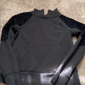 Lululemon Black w/Floral Velvet detail Sweatshirt